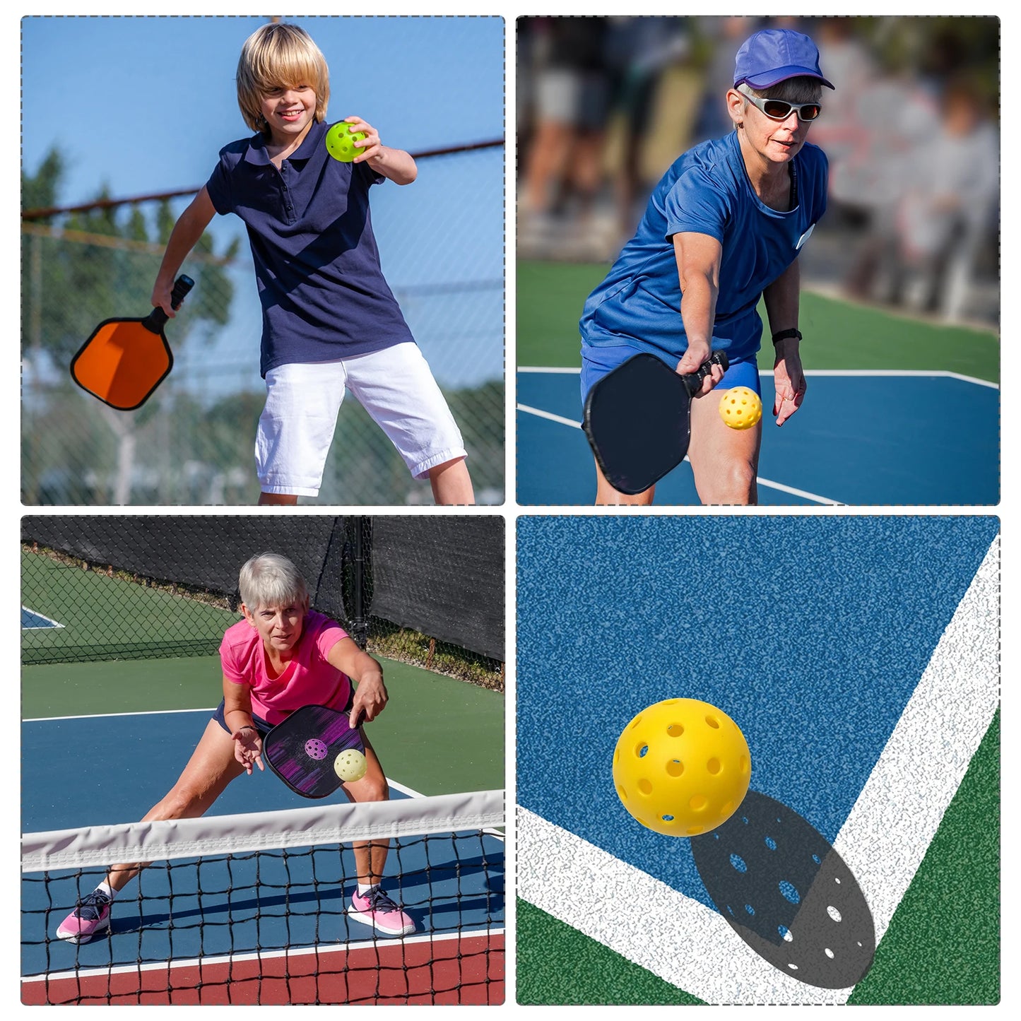 Outdoor Pickleball Balls 40 Holes Pickleball 4 Pack Pickleball Balls for Amateurs Indoor and Outdoor Sport, Neon Green