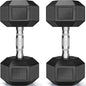 Dumbbells Rubber Coated Cast Iron Hex Black Dumbbell 30-85lb Free Weights Dumbbell Set of 2