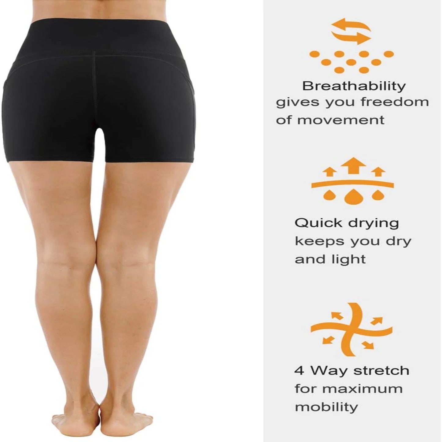 Tummy Control High Waist Yoga Shorts - Pockets