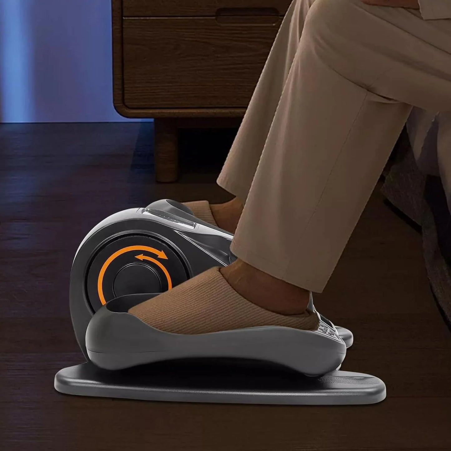 Portable Foot Pedal Exerciser for Home Workout with LCD Display, Remote Control, Motorized Elliptical Trainer for Seniors Adults