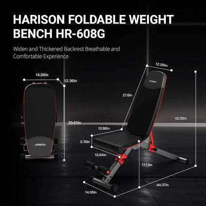 HARISON Adjustable Weight Bench Foldable Workout Bench Press with Leg extension, Incline Decline Flat Bench 800 LBS Capacity