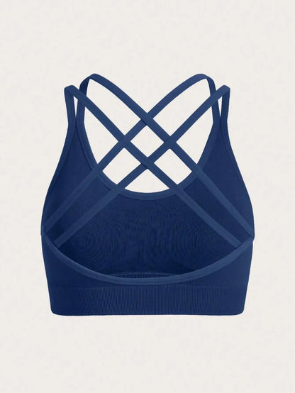 Yoga Sxy Solid Color Seamless High-Stretch Cross Back Sports Bra