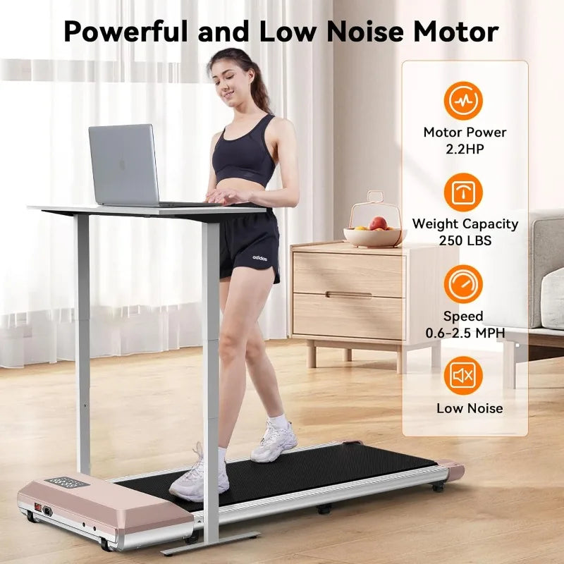 DeerRun Walking Pad, 2024 Upgrade Smart Under Desk Treadmill, 2.2HP Small Quiet Portable Treadmill,APP & Remote Control