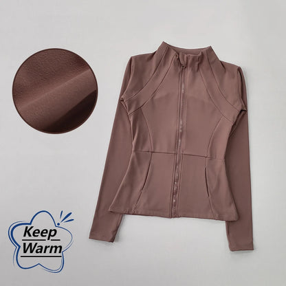 Women's Sports Jacket Yoga Jacket Slim Fit Long Sleeve Quick Dry Running Sport Coat Slimming Pilates Fitness Top Workout Jacket