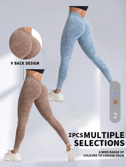 2 Pack V Back Waist Yoga Seamless Yoga Pants