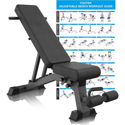 1000 LB Weight Bench Heavy Capacity | 9-4-4 Almost 90° Adjustable Incline Decline Exercise Bench Press for Home Gym More