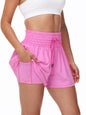 Women's 2-in-1 High Waist Running Shorts with Elastic Waist Drawstring, Comfortable Sports Pocket Shorts, Lightweight Golf Tenni