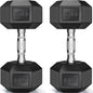 Dumbbells Rubber Coated Cast Iron Hex Black Dumbbell 30-85lb Free Weights Dumbbell Set of 2