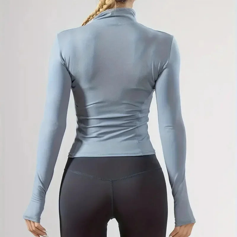 Yoga Coat Short Sports Jacket Women's Fitness Clothes Slimming Body Sculpting Zipper Yoga Jacket Outdoor Sports Long Sleeved