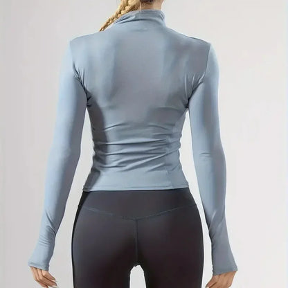 Yoga Coat Short Sports Jacket Women's Fitness Clothes Slimming Body Sculpting Zipper Yoga Jacket Outdoor Sports Long Sleeved