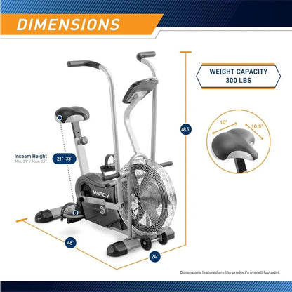 Marcy Air-Resistance Exercise Fan Bike With Dual Acction Handlebars