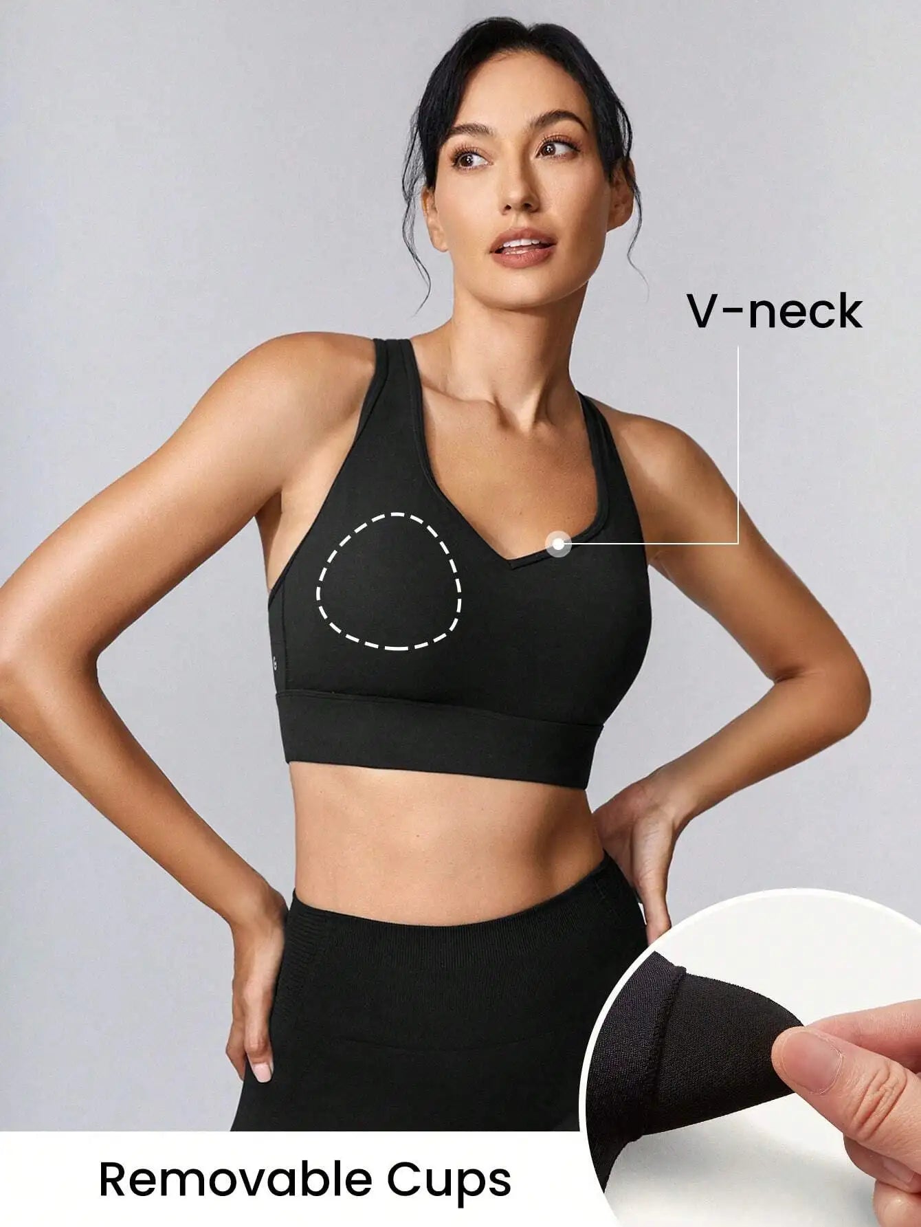 GLOWMODE FeatherFit™-Sculpt V Neck Racerback Sports Bra