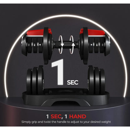 Adjustable Dumbbell Set 28/40/52.5/90LBS Adjustable Dumbbells Fast Adjust Dumbbell Weight Set Single/Pair
