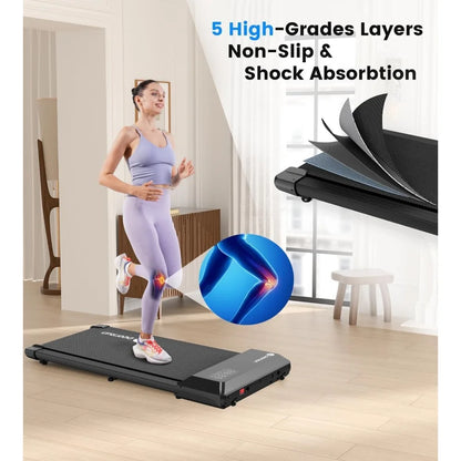 Dual-Function Desk Treadmill: 2.5HP Quiet Walking and Jogging Machine with Remote Control for Home and Office Use