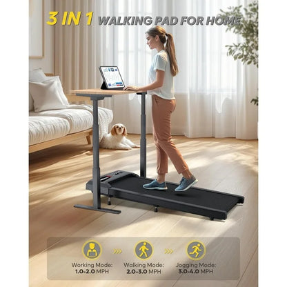 Walking Pad Treadmill 300lb Capacity, Under Desk Treadmill  Home Office Apartment