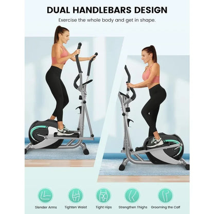 THERUN Elliptical Machine for Home, Magnetic Hyper-Quiet Compact Elliptical Exercise Machine w/ 8 Levels Adjustable Resistance,