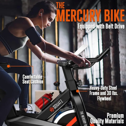 SQUATZ Stationary Cycling Bike Exerciser - Indoor Exercise Bicycle With Training Console, 4-Way Adjustable, 8 Resistance Levels