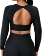 Women Long Sleeve Open Back Yoga Tops