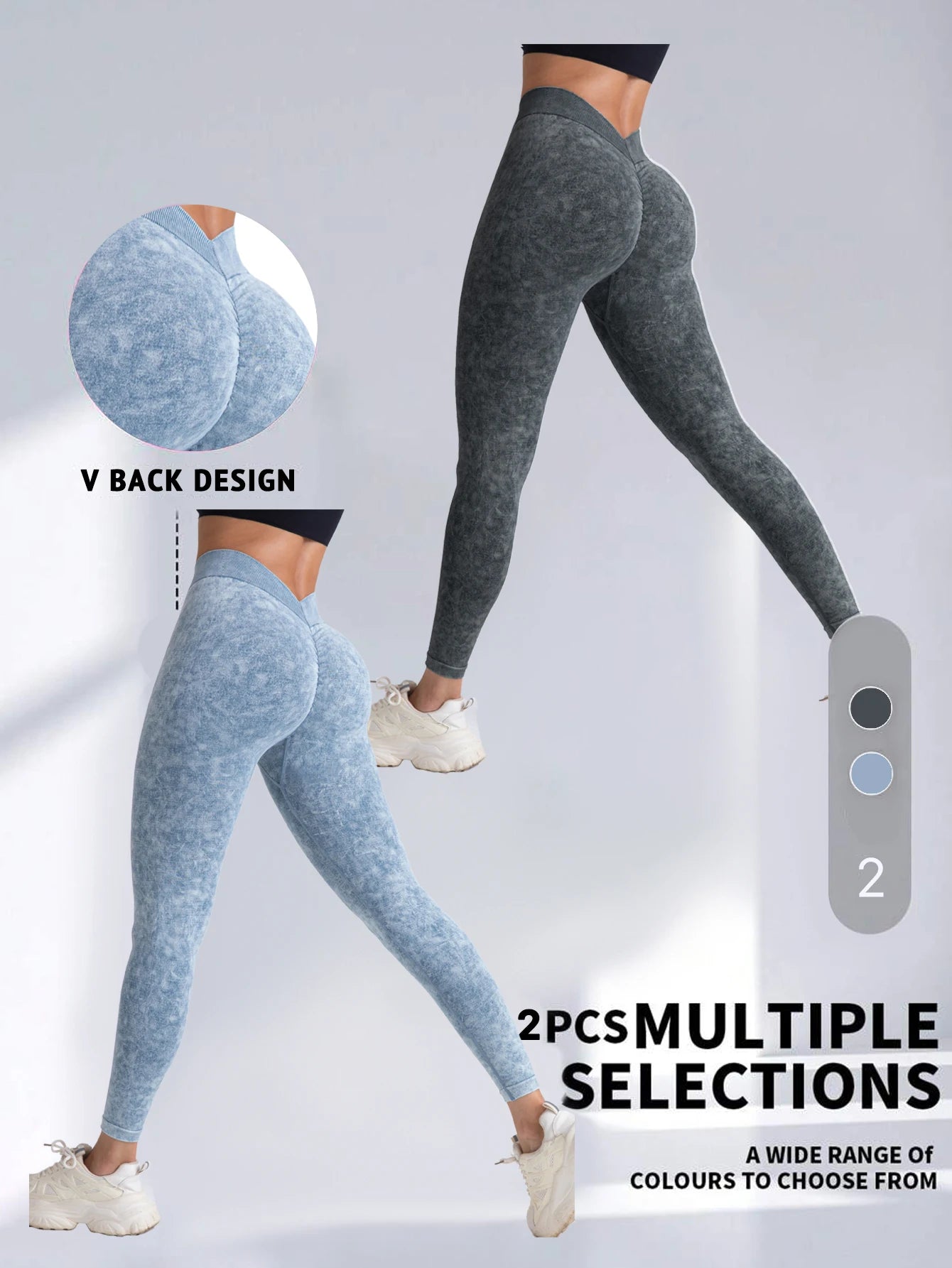 2 Pack V Back Waist Yoga Seamless Yoga Pants