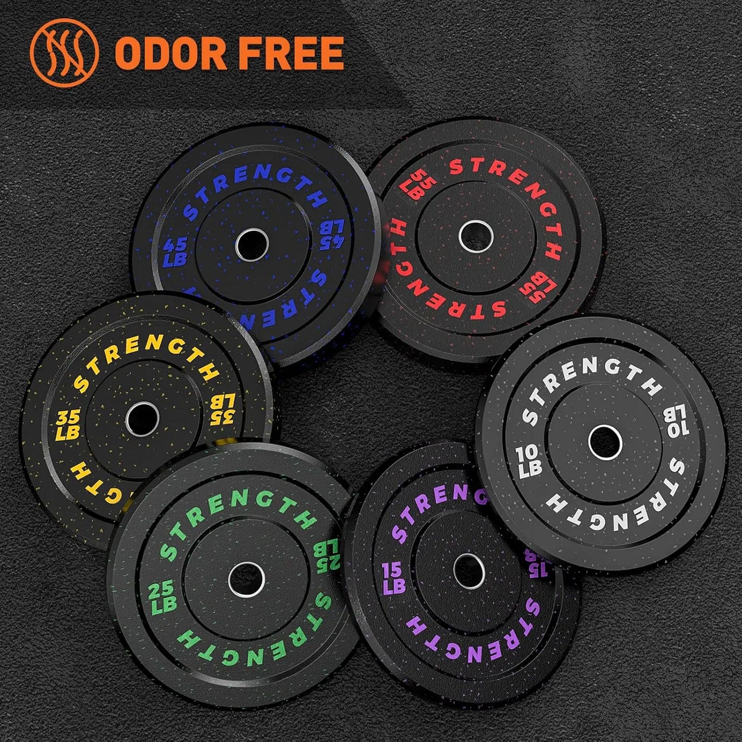 10/15/25/35/45/55LB Olympic Bumper Plates, High-Bounce  Plates Colored