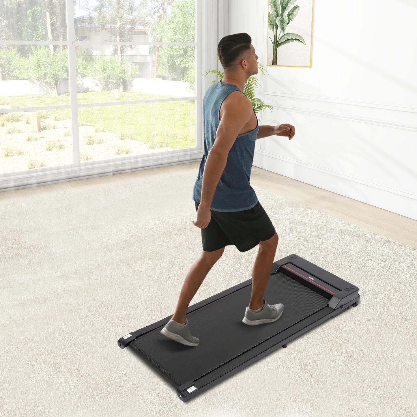 Electric Treadmil Under Desk Walking Pad Home Office Fitness Running Jogging LED