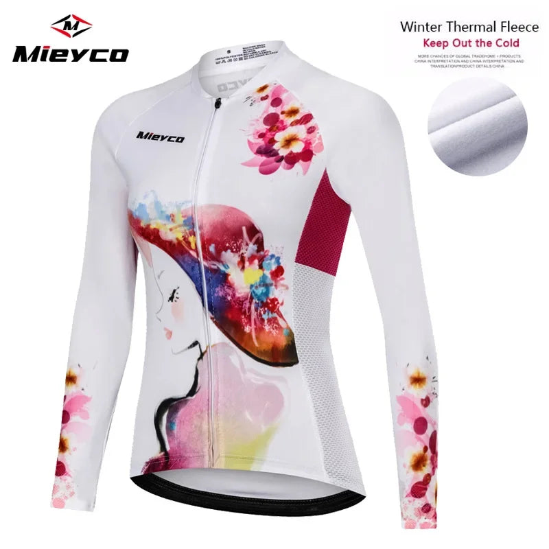 Thermal Fleece Cycling jersey Women  Long Sleeve