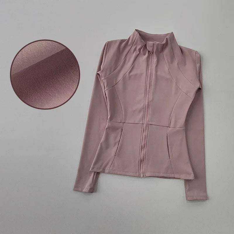 Women's Sports Jacket Yoga Jacket Slim Fit Long Sleeve Quick Dry Running Sport Coat Slimming Pilates Fitness Top Workout Jacket