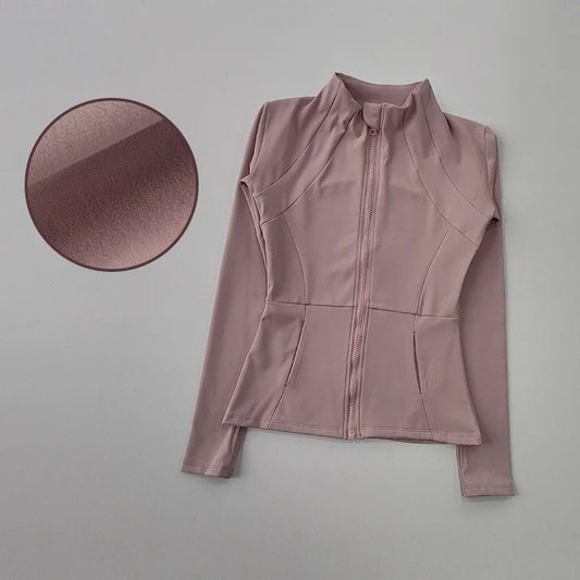 Women's Sports Jacket Yoga Jacket Slim Fit Long Sleeve Quick Dry Running Sport Coat Slimming Pilates Fitness Top Workout Jacket