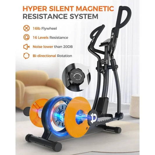 pooboo Elliptical Machine, Elliptical Exercise Machine with 16-Level Resistance&Hyper-Quiet Magnetic Driving System