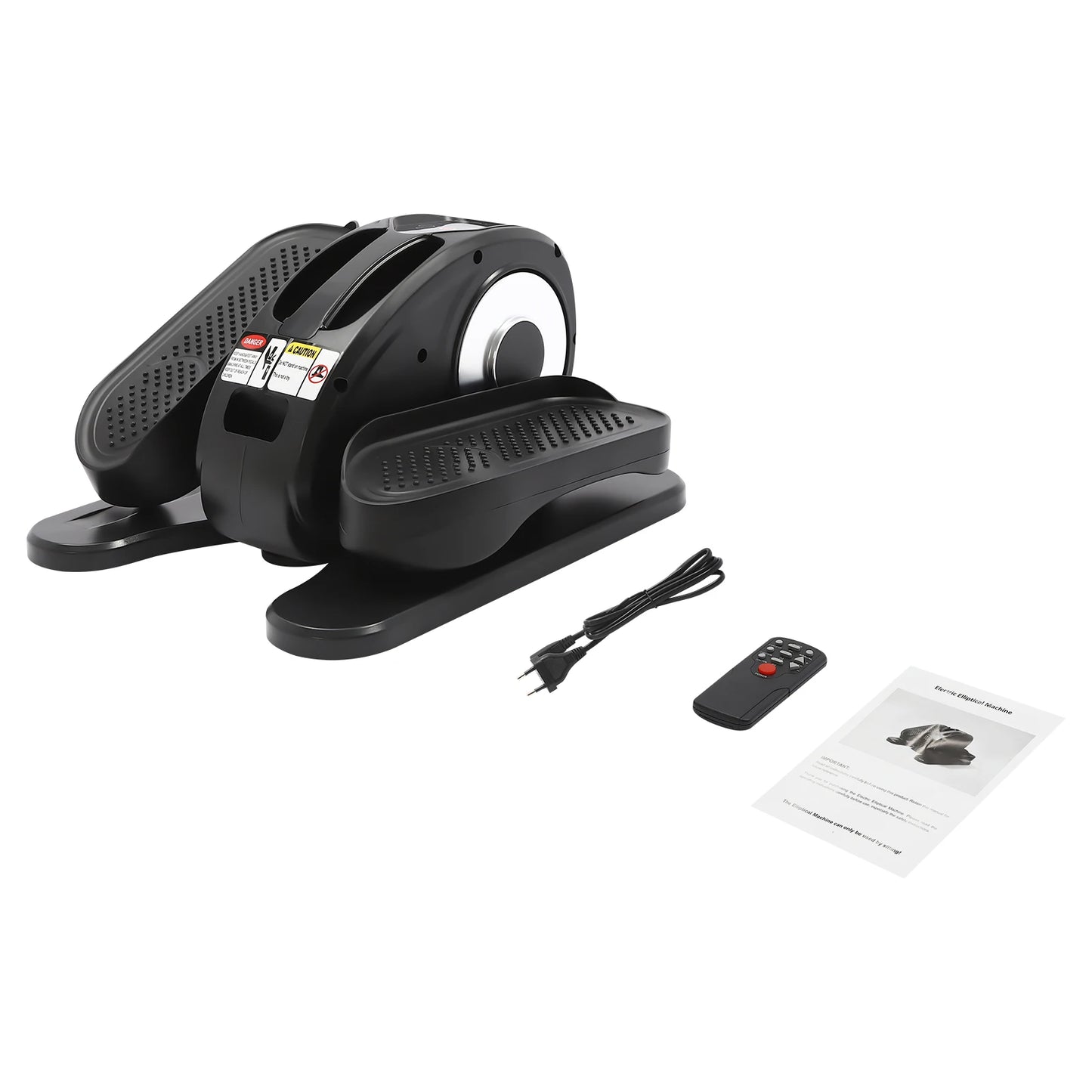 Under Desk Electric Elliptical Machine Remote Control Silver Black Leg Exerciser Portable Quiet