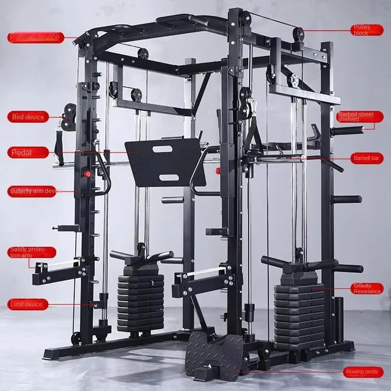 MIYAUP Multi-functional Power Cage Adjustable Pullup Squat 1000Lbs Capacity Comprehensive Fitness Barbell Rack
