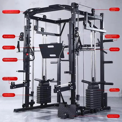 MIYAUP Multi-functional Power Cage Adjustable Pullup Squat 1000Lbs Capacity Comprehensive Fitness Barbell Rack