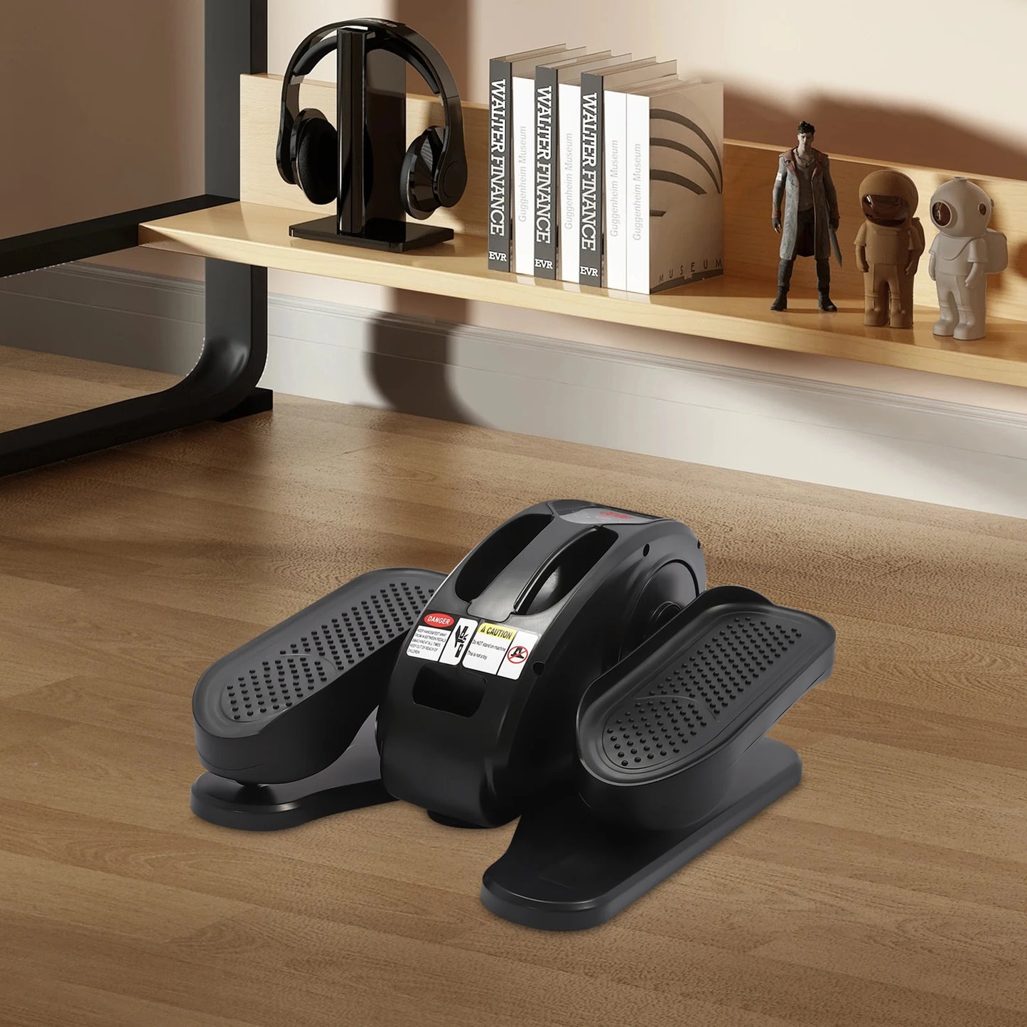 Under Desk Electric Elliptical Machine Remote Control Silver Black Leg Exerciser Portable Quiet