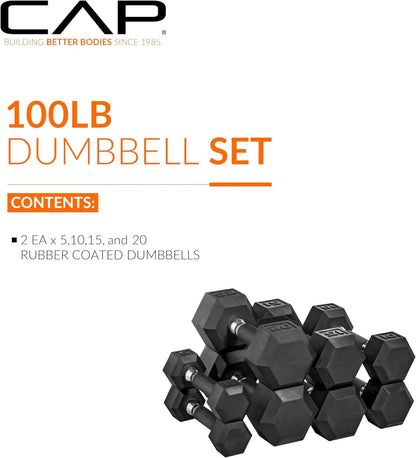 Coated Dumbbell Set 100lbs and 150lbs Multiple Options