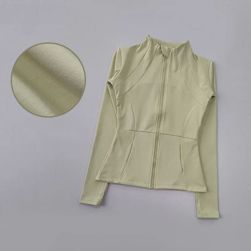 Women's Sports Jacket Yoga Jacket Slim Fit Long Sleeve Quick Dry Running Sport Coat Slimming Pilates Fitness Top Workout Jacket