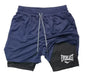 Men's Compression Fitness Shorts Printed Sports Pants Double-layer Quick-drying Basketball Beach Double-layer Muscle Fitness