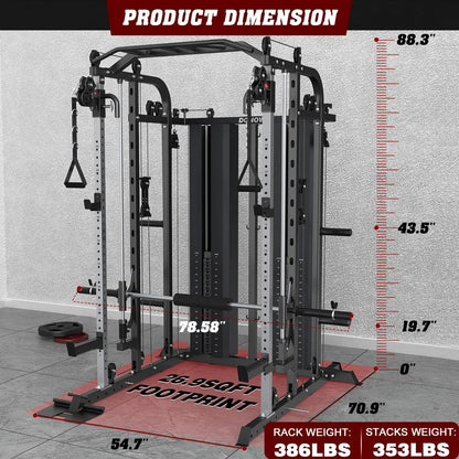 Multifunction DONOW Smith Machine With 160kg Weight Stacks