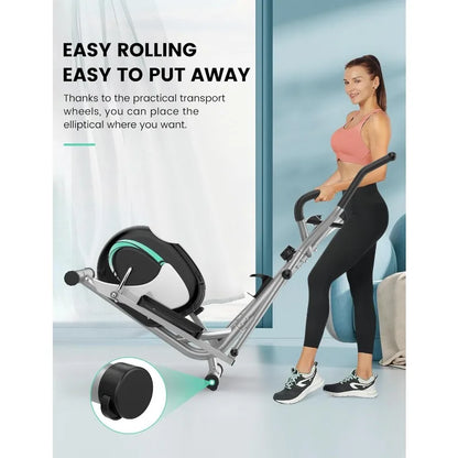 THERUN Elliptical Machine for Home, Magnetic Hyper-Quiet Compact Elliptical Exercise Machine w/ 8 Levels Adjustable Resistance,
