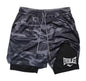 Men's Compression Fitness Shorts Printed Sports Pants Double-layer Quick-drying Basketball Beach Double-layer Muscle Fitness