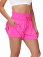 Women's 2-in-1 High Waist Running Shorts with Elastic Waist Drawstring, Comfortable Sports Pocket Shorts, Lightweight Golf Tenni