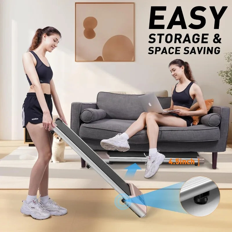 DeerRun Walking Pad, 2024 Upgrade Smart Under Desk Treadmill, 2.2HP Small Quiet Portable Treadmill,APP & Remote Control