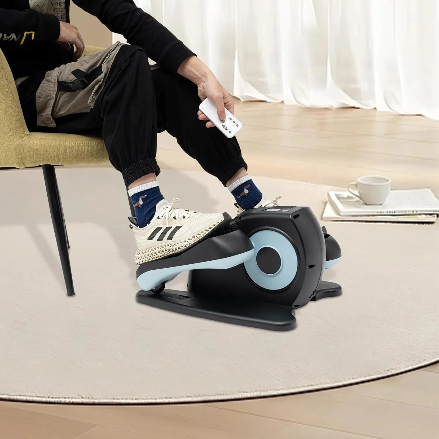 Elliptical Exercise Machine Under Desk Portable Foot and Leg Pedal Exerciser W/Remote Elliptical Peddler for Recovering Exercise