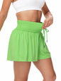 Women's 2-in-1 High Waist Running Shorts with Elastic Waist Drawstring, Comfortable Sports Pocket Shorts, Lightweight Golf Tenni