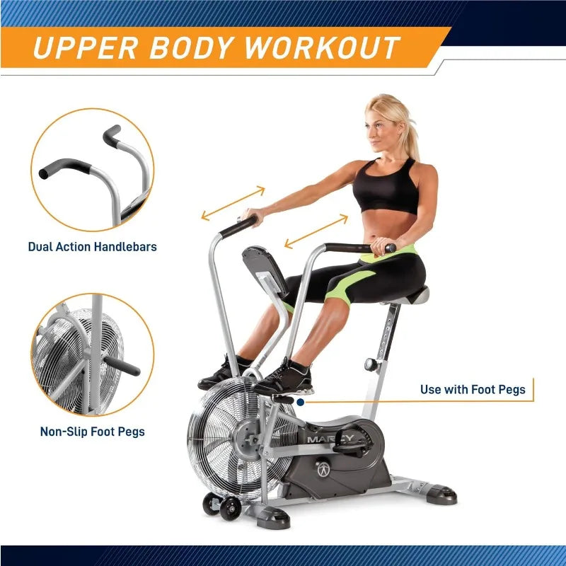 Marcy Air-Resistance Exercise Fan Bike With Dual Acction Handlebars