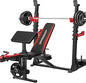 OPPSDECOR 900LBS Weight with Squat Rack Preacher Curl Weight Bench with Leg Extension Bench Press Set Workout Bench