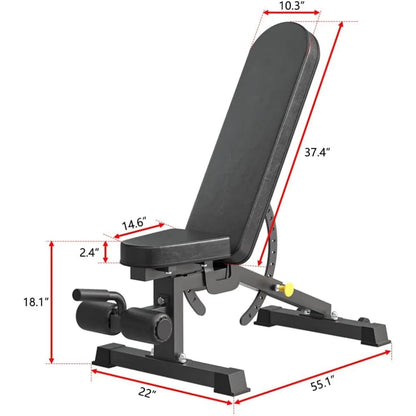 Commercial Adjustable Bench, Professional Weight Bench, Incline Flat Decline Sit Up Bench,Dumbbell Stool for Strength Training