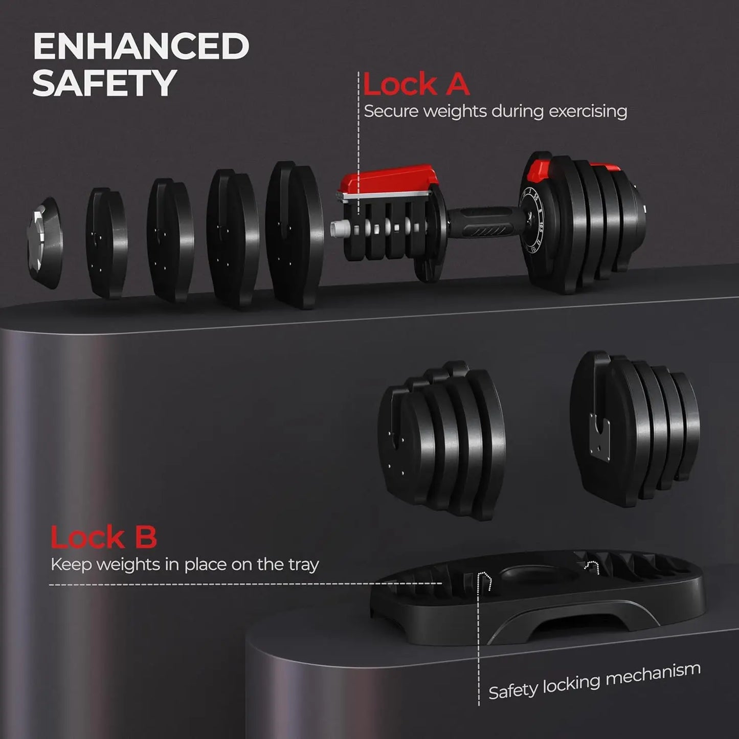 Adjustable Dumbbell Set 28/40/52.5/90LBS Adjustable Dumbbells Fast Adjust Dumbbell Weight Set Single/Pair