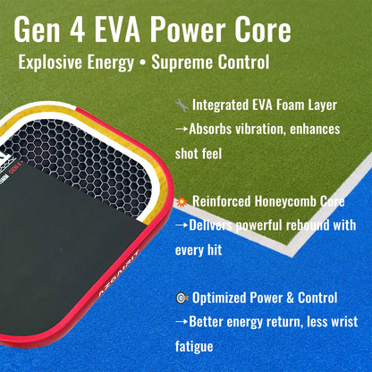 Pickleball Paddle:Gen 4 Propulsion Core|EVA Foam Honeycomb Core|Pickle Ball Paddle Carbon Fiber T700|Larger Sweet spot| Increase
