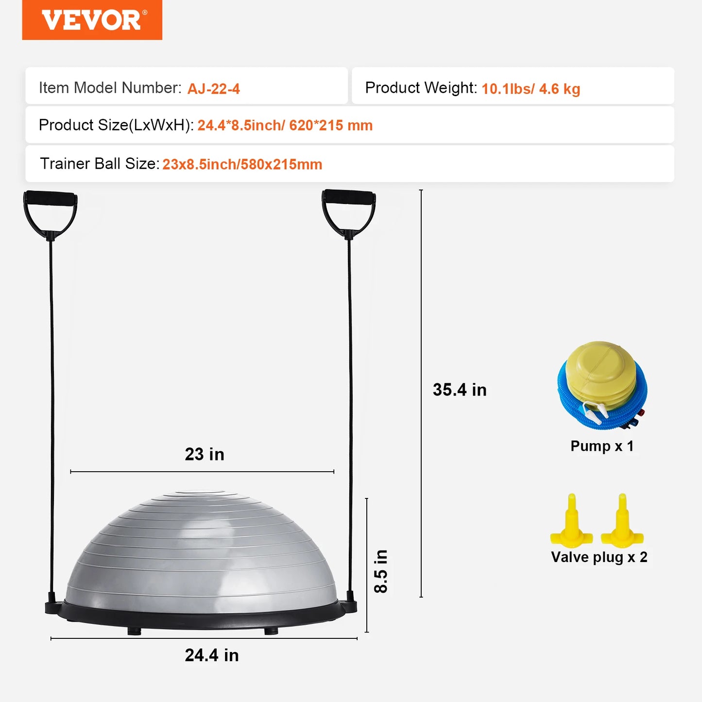 Half Exercise Ball Trainer 23 inch Balance Ball