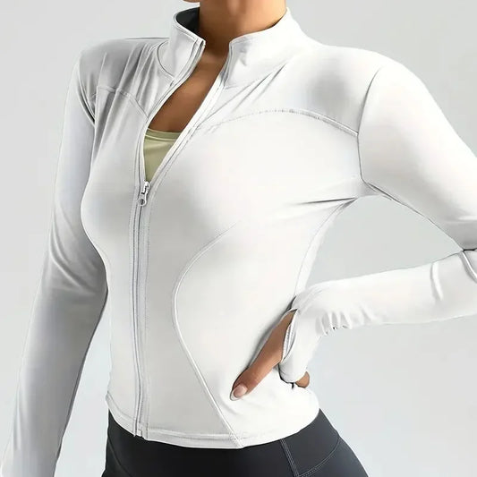 Yoga Coat Short Sports Jacket Women's Fitness Clothes Slimming Body Sculpting Zipper Yoga Jacket Outdoor Sports Long Sleeved